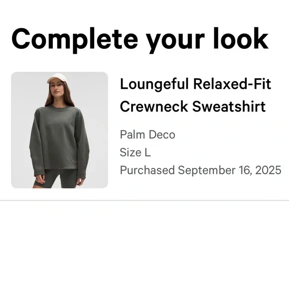 Lululemon Relaxed-fit Crew-neck sweatshirt in Palm Deco green. Size Large EUC - Picture 2 of 7